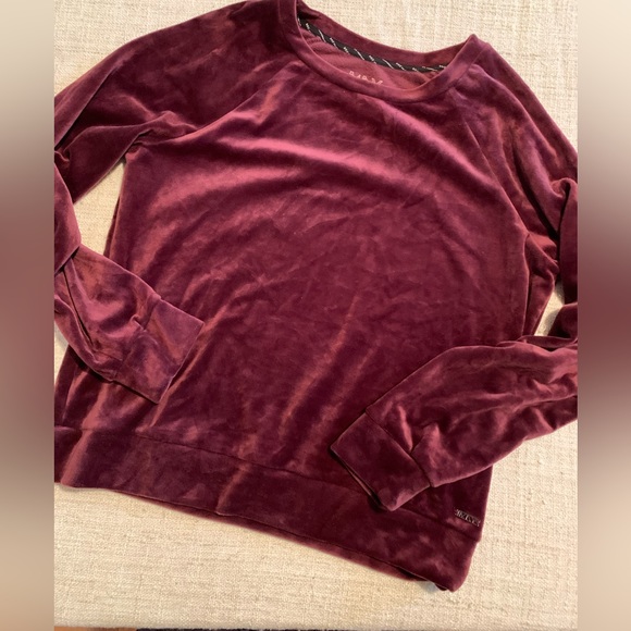 Marc New York Tops - Marc New York maroon velour/stretchy velvet sweatshirt top size Large